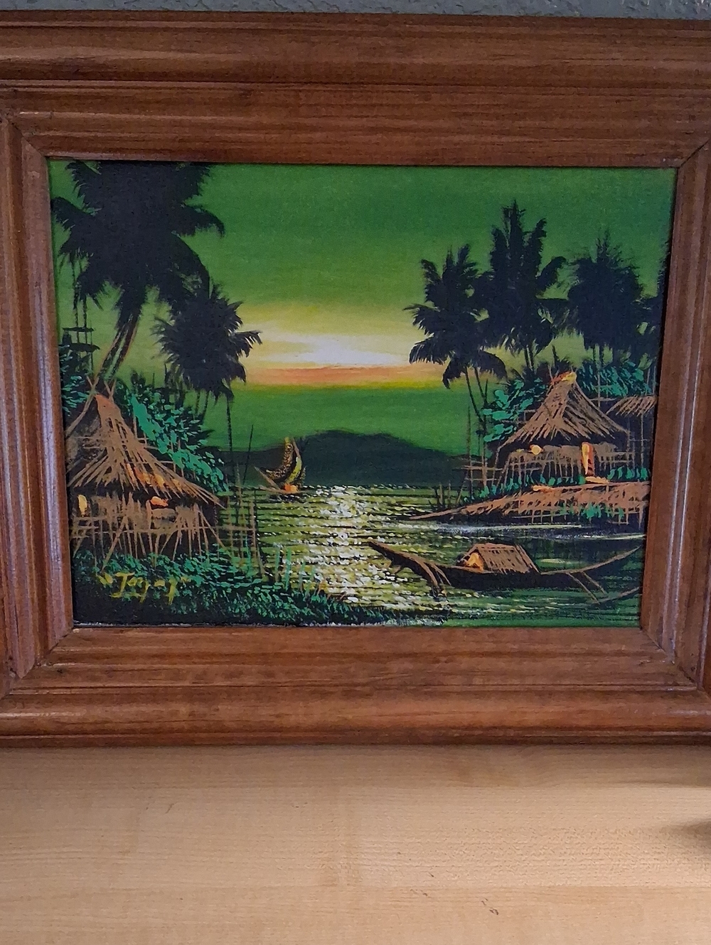 Green Tropical Village Framed Wall Art
